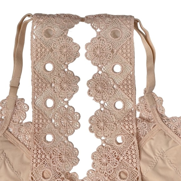 Aerie Bralette Womens Small Lace Daisy Chain V Neck Racerback Bra Pink Blush - Picture 6 of 11